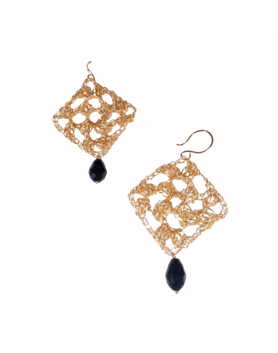 Aretes rombo crochet