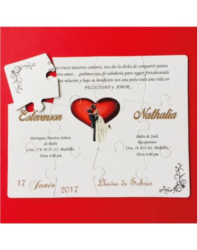 Invitaciones rompecabezas  precio desde 12 unidades