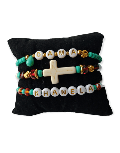 Set pulsera cruz blanca 