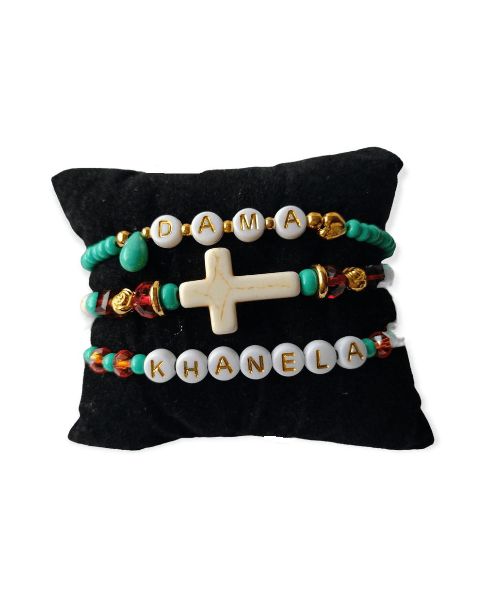 Set pulsera cruz blanca 