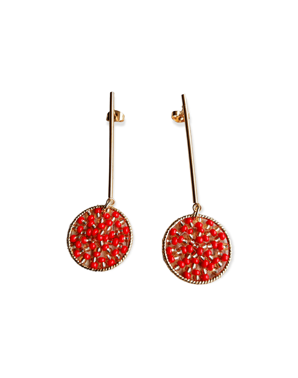Aretes tejidos en mostacilla