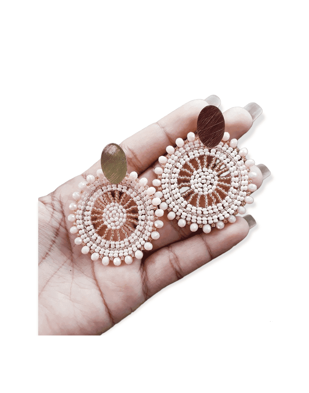 Aretes tejidos en mostacilla