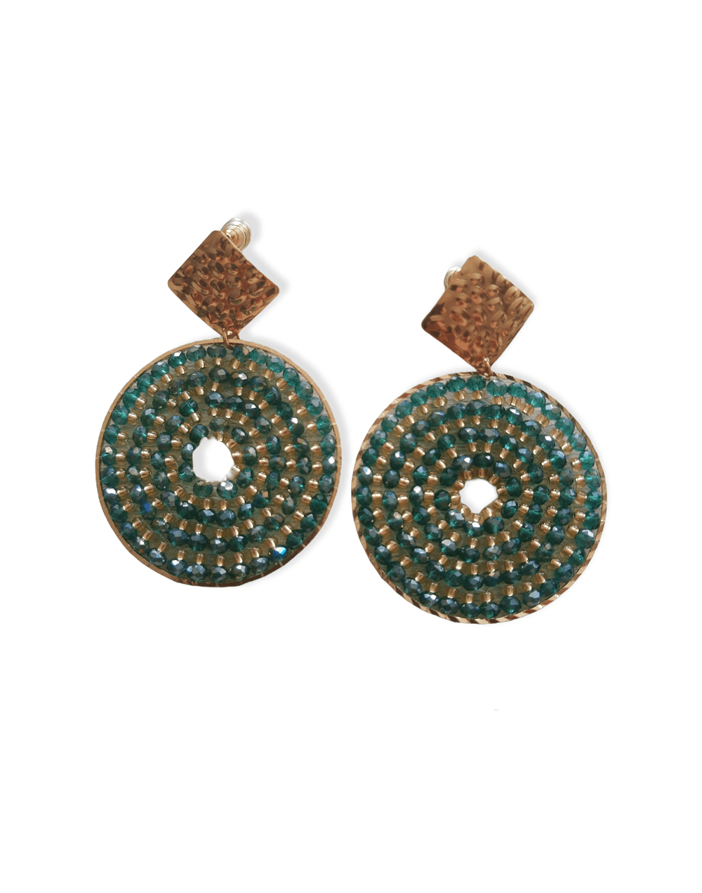 Aretes tejidos en mostacilla