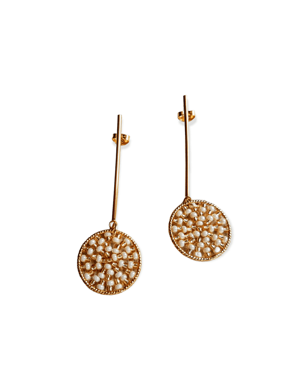Aretes tejidos en mostacilla