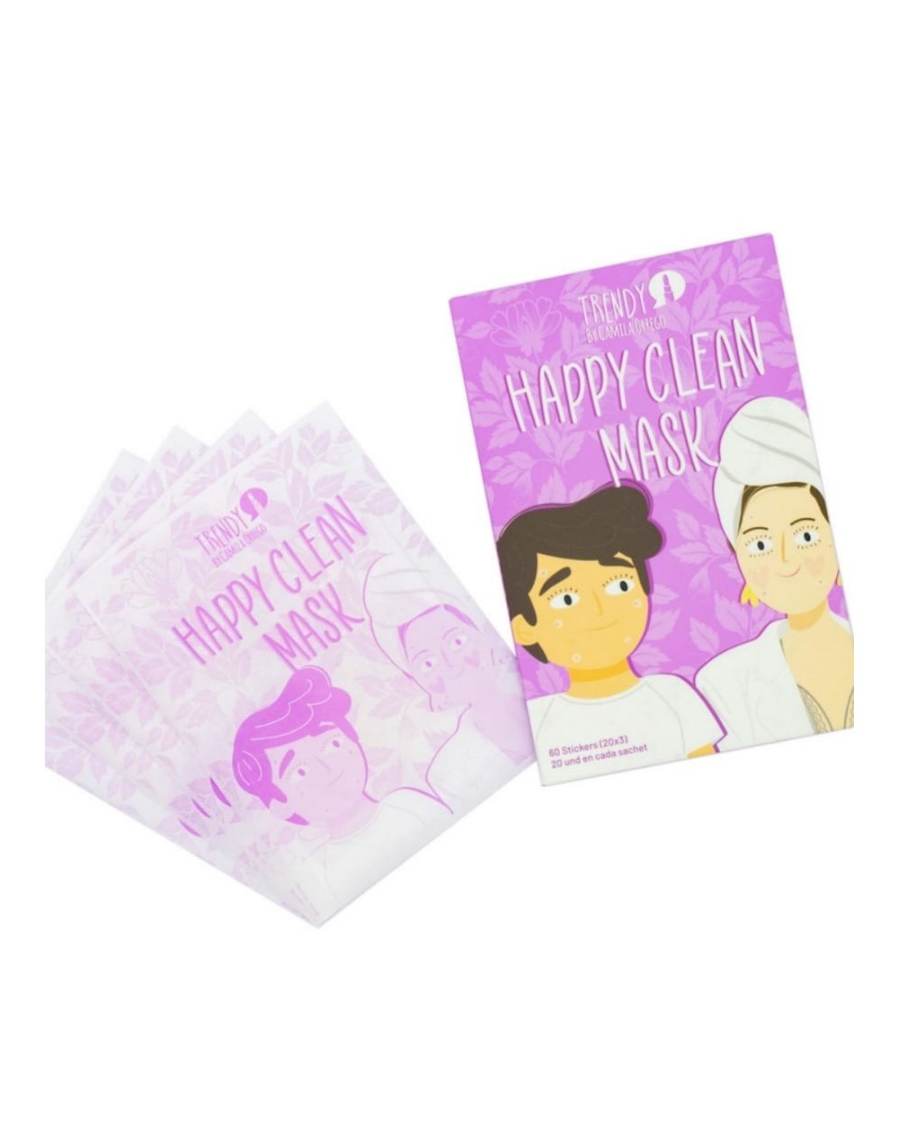 Sobre mascarilla stickers para acné happy clean trendy