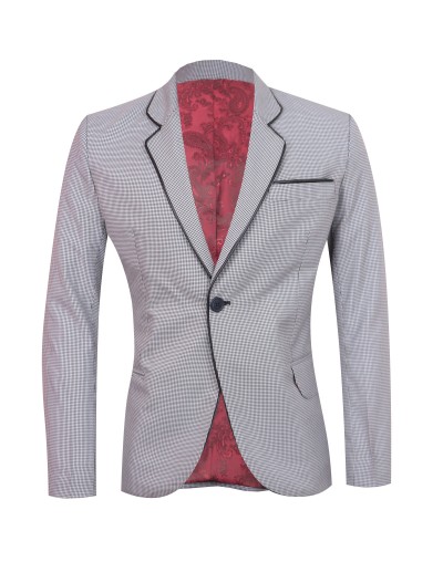Blazer gris con detalles en cuero sintético