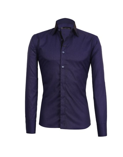 Camisa azul con combinado negro