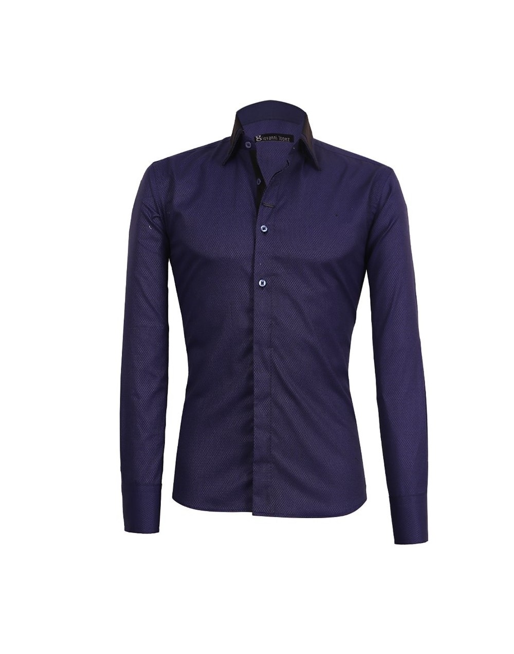 Camisa azul con combinado negro