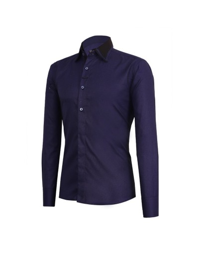 Camisa azul con combinado negro