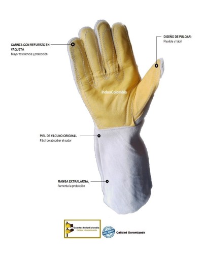 Guantes Carnaza Reforzado Vaqueta Extralargo