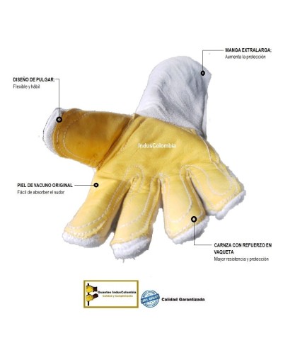 Guantes Carnaza Reforzado Vaqueta Extralargo