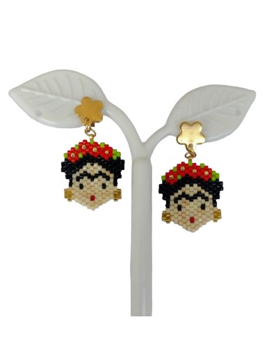 Aretes frida kahlo roja