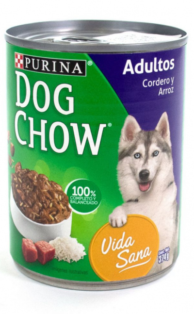 Dog Chow Adulto Lata Cordero y Arroz Alimento Húmedo 374g