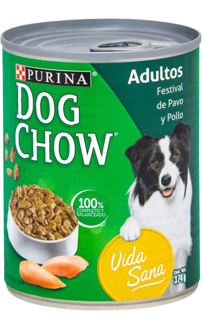 Dog Chow Adulto Lata Festival de Pavo y Pollo Alimento Húmedo 374g