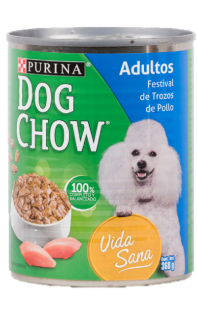 Dog Chow Adulto Lata Festival de Pollo Alimento Húmedo 374g