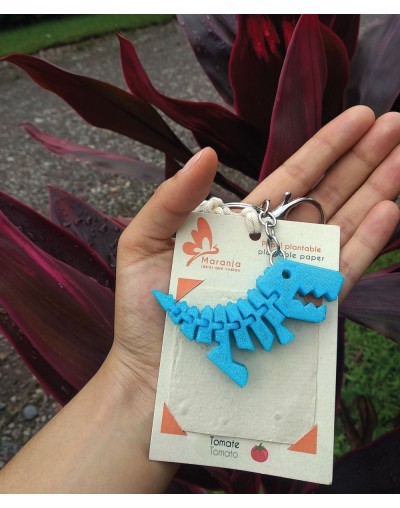 Llavero en impresión 3D  Papel Plantable  Tiranosaurio Rex  Dinosaurio TRex