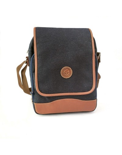 Bolso hombre tipo manos libres azul con tapa