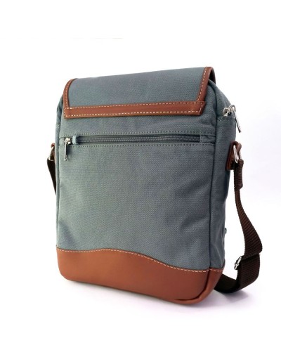 Bolso hombre tipo manos libres gris con tapa