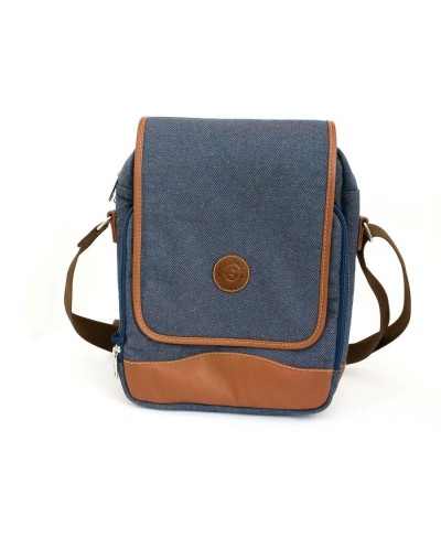 Bolso hombre tipo manos libres jean con tapa