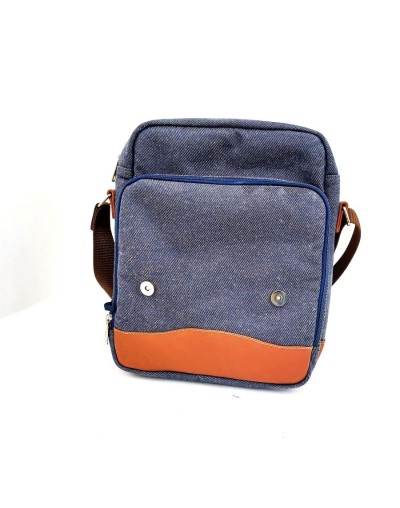 Bolso hombre tipo manos libres jean con tapa