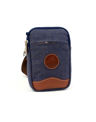 Bolso tipo manos libres portacelular azul jean