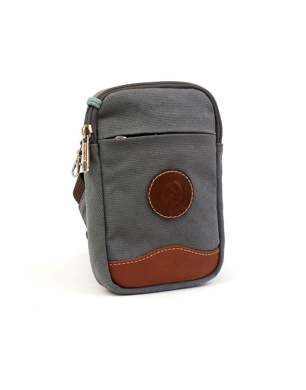 Bolso tipo manos libres portacelular gris