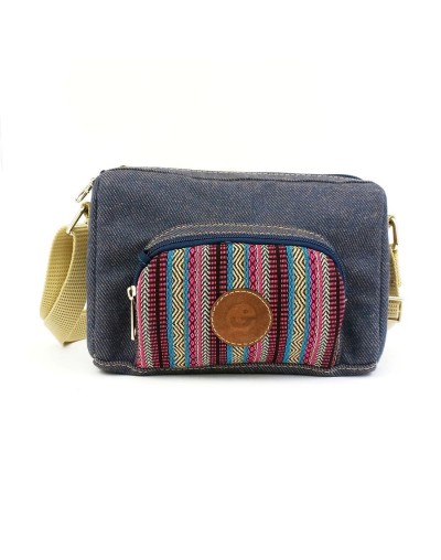 Cross body azul tipo jean tikuna