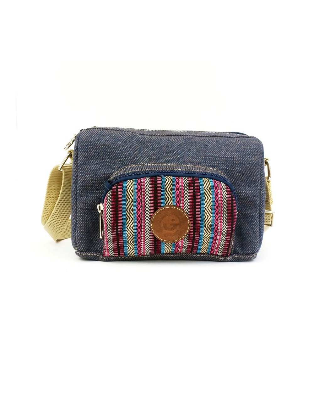 Cross body azul tipo jean tikuna