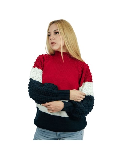 Buzo Tejido Mujer Bloques de Color | Suéter Algodón Artesanal | Tejidos Alcor