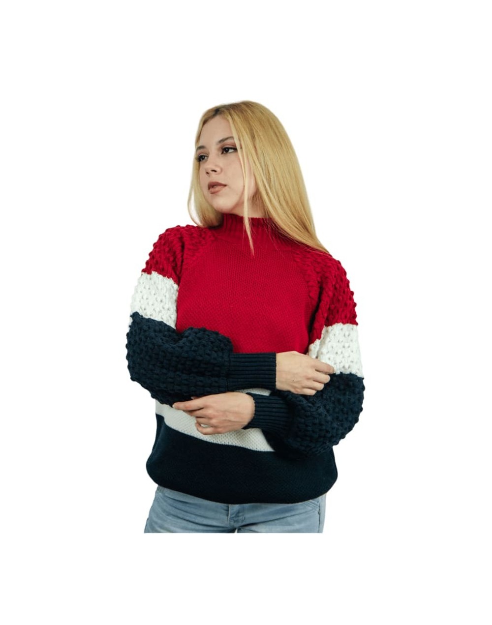 Buzo Tejido Mujer Bloques de Color | Suéter Algodón Artesanal | Tejidos Alcor