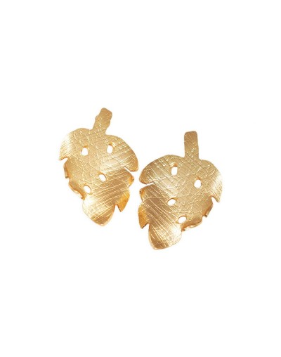 Aretes hoja balazo baño de oro 24 quilates