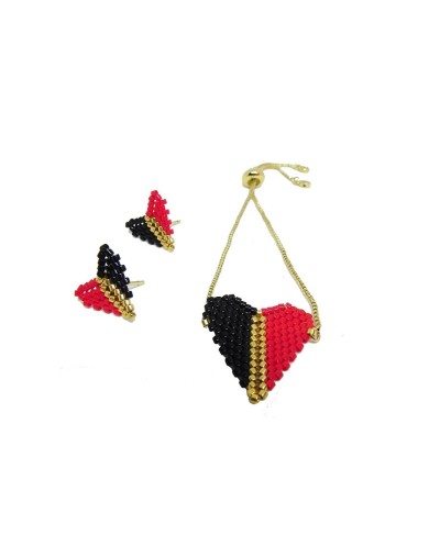 Set de topos y manilla ajustable tejida en miyuki