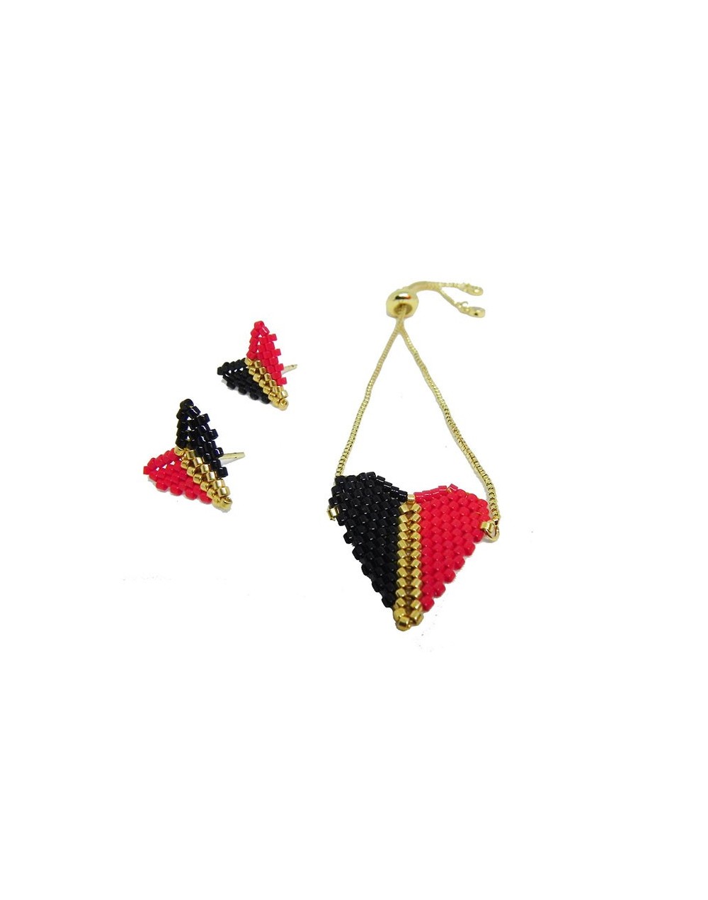 Set de topos y manilla ajustable tejida en miyuki