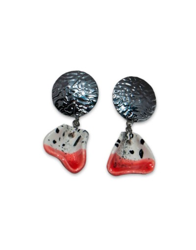 Aretes cortos pincelada experimental en cerámica