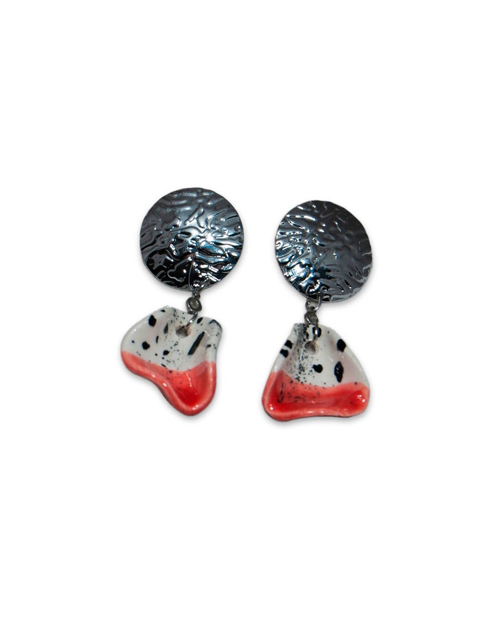 Aretes cortos pincelada experimental en cerámica
