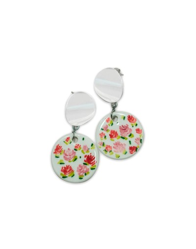 Aretes en cerámica pinceladas de flores