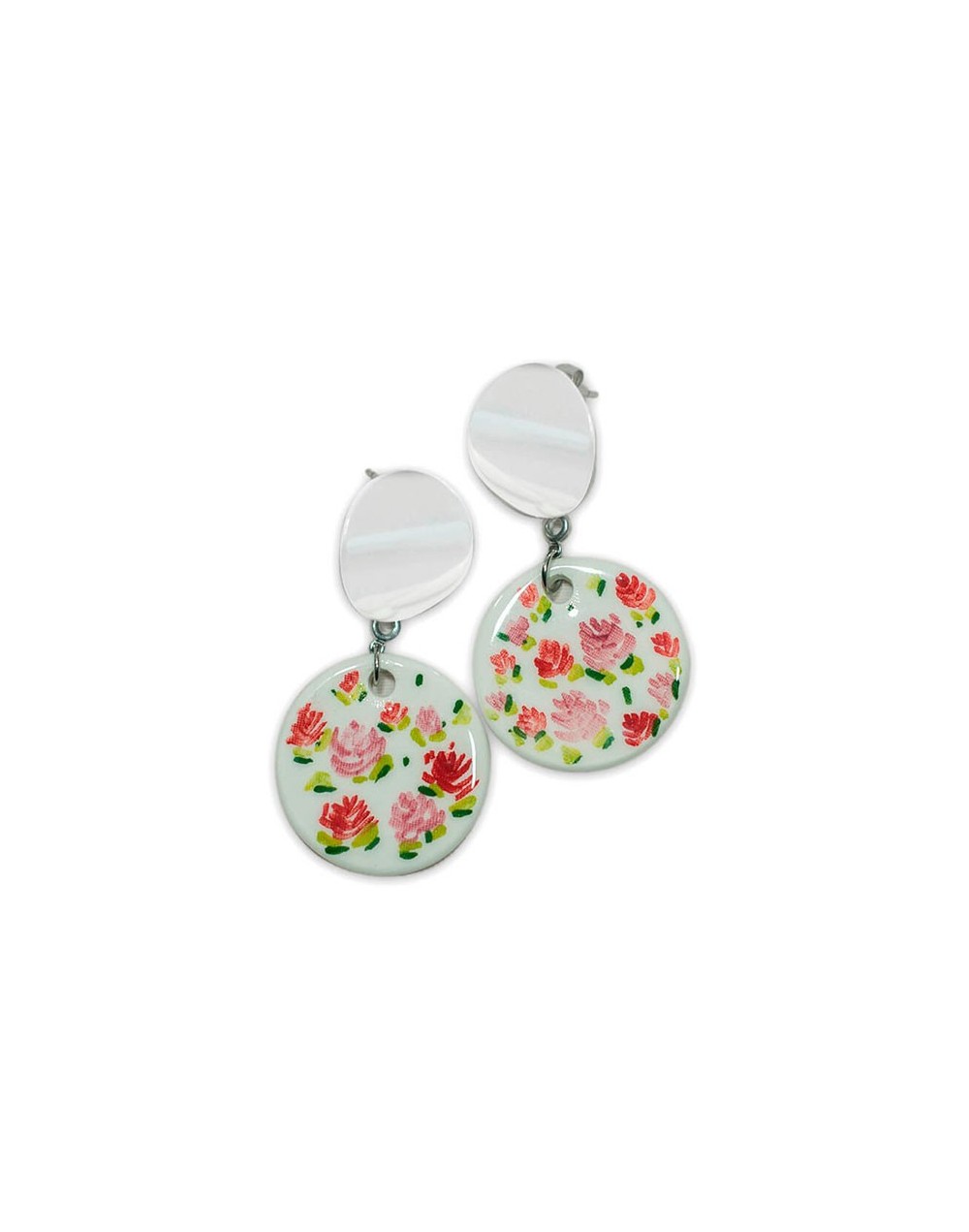 Aretes en cerámica pinceladas de flores