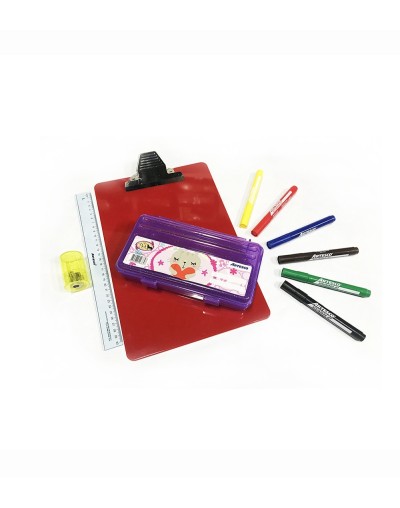EC17  Kit Plumones X6  Regla  Planillero  Cartuchera  Sacapuntas