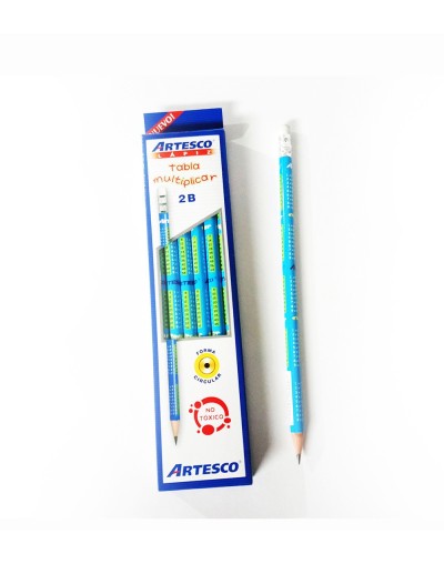EC31  Caja De Lápices 2B Tablas De Multiplicar X12  Tajalápiz