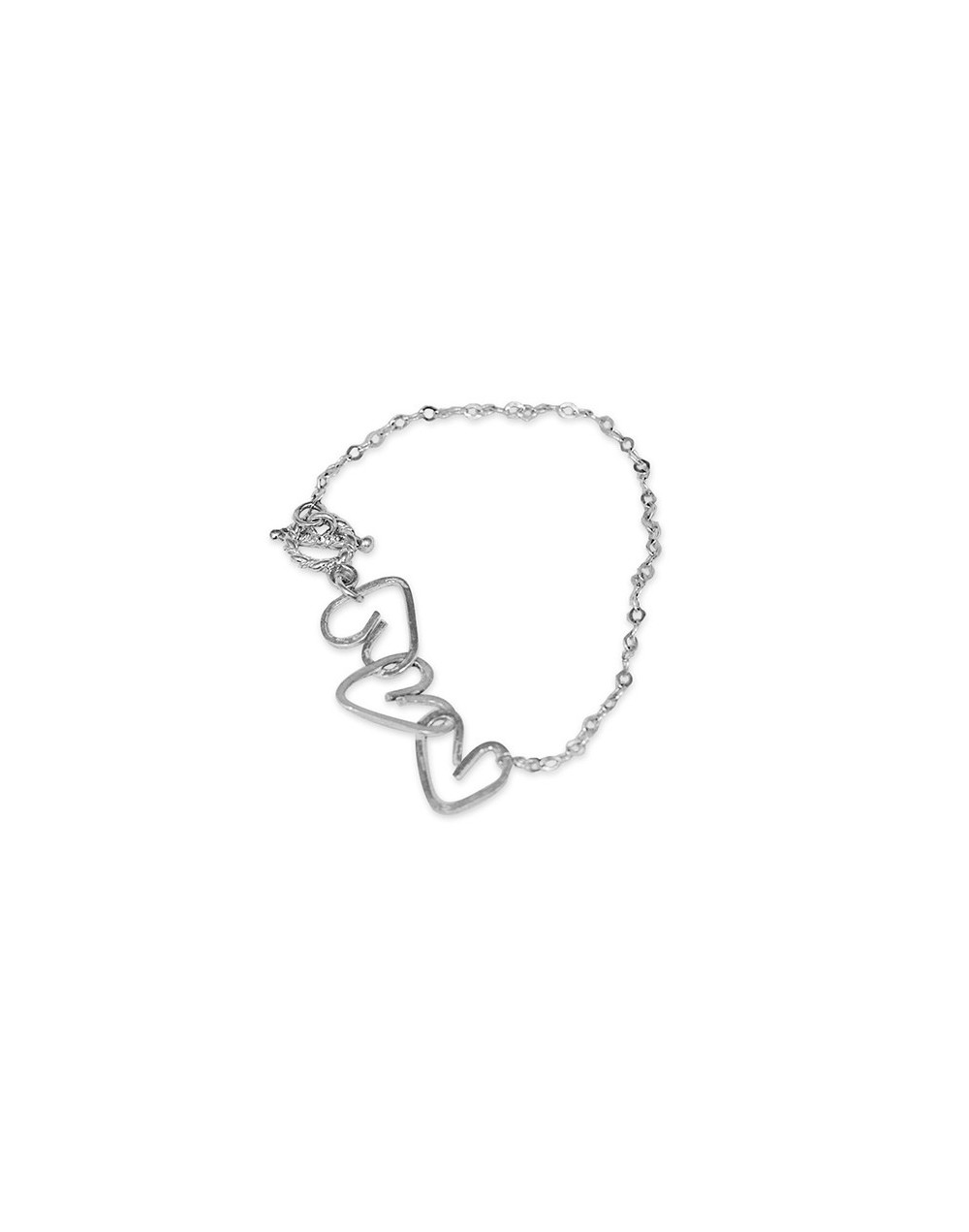 Pulsera lluvia de corazones en plata ley 950