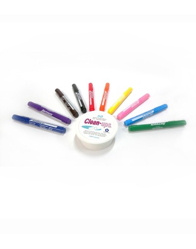 EC45  Kit Plumones Aquamax X10  Pañitos Limpiadores