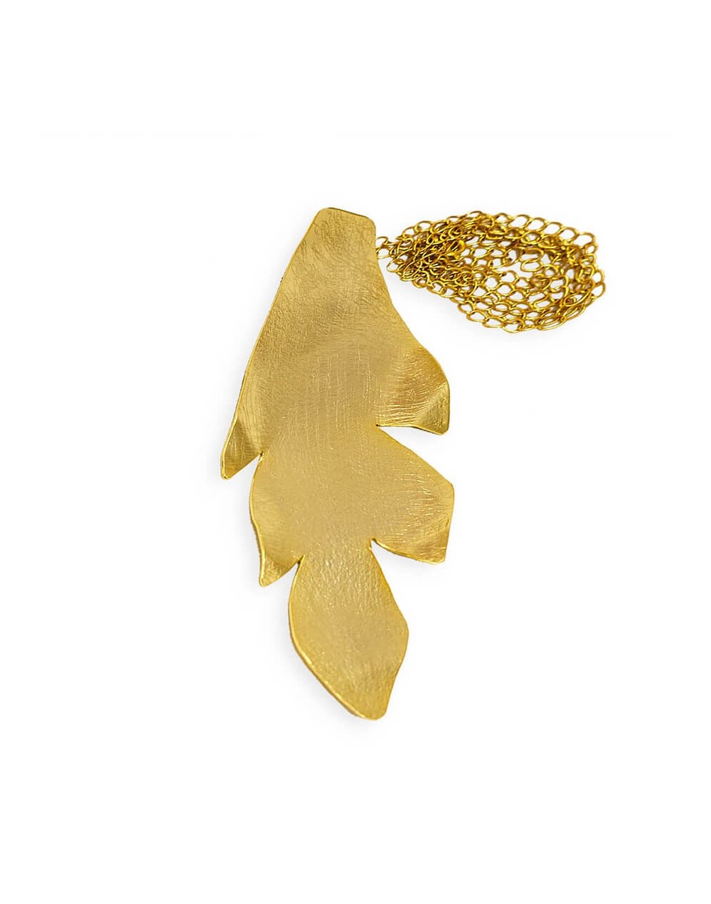 Collar hoja largo bronce con baño de oro 24 quilates