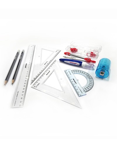 EC50  Estuche geométrico 30cm Corrector Líquido  2 Lapices 2B  Sacapunta
