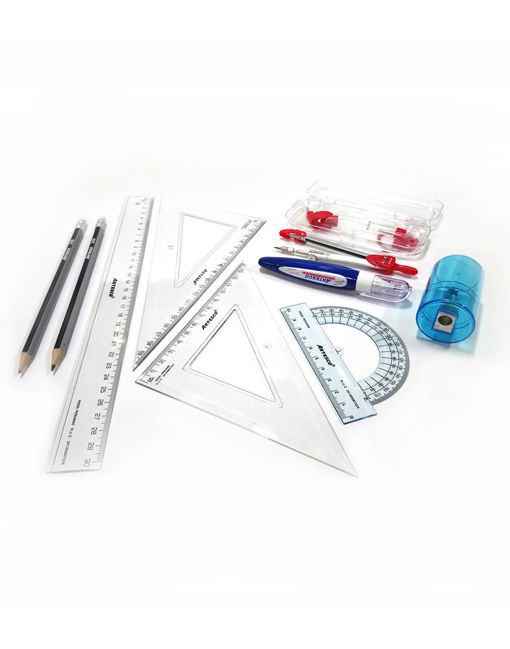 EC50  Estuche geométrico 30cm Corrector Líquido  2 Lapices 2B  Sacapunta