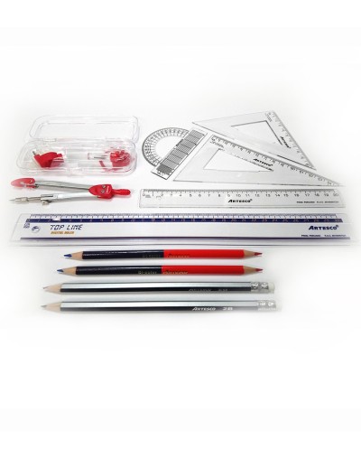 EC51  Estuche geométrico X20 Cm  Compás Metálico 104  2 Lápices 2B