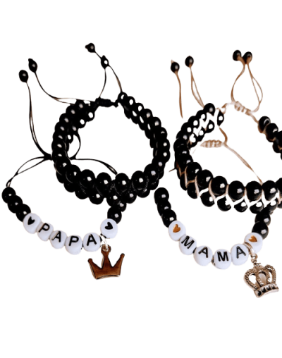 Pulsera zigzag letras papá y mamá 