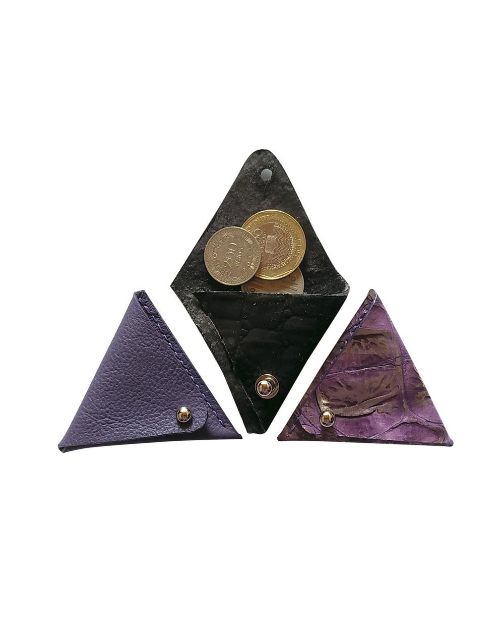Mini monedero triangular en cuero