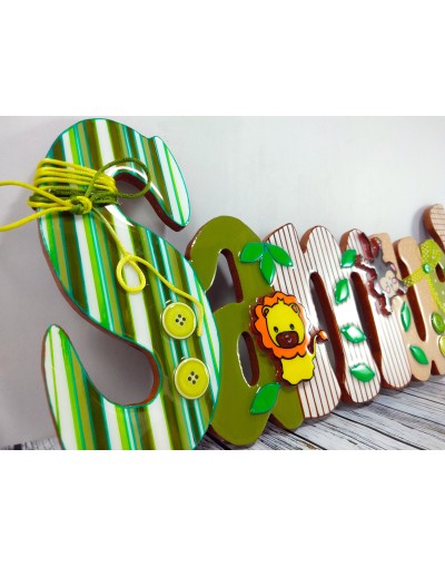 Nombre en madera selva tropical bebé  Viverarte