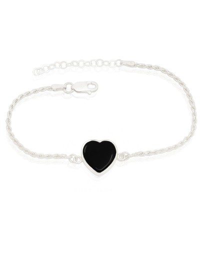 Pulsera corazón ónix y balines Quezttema