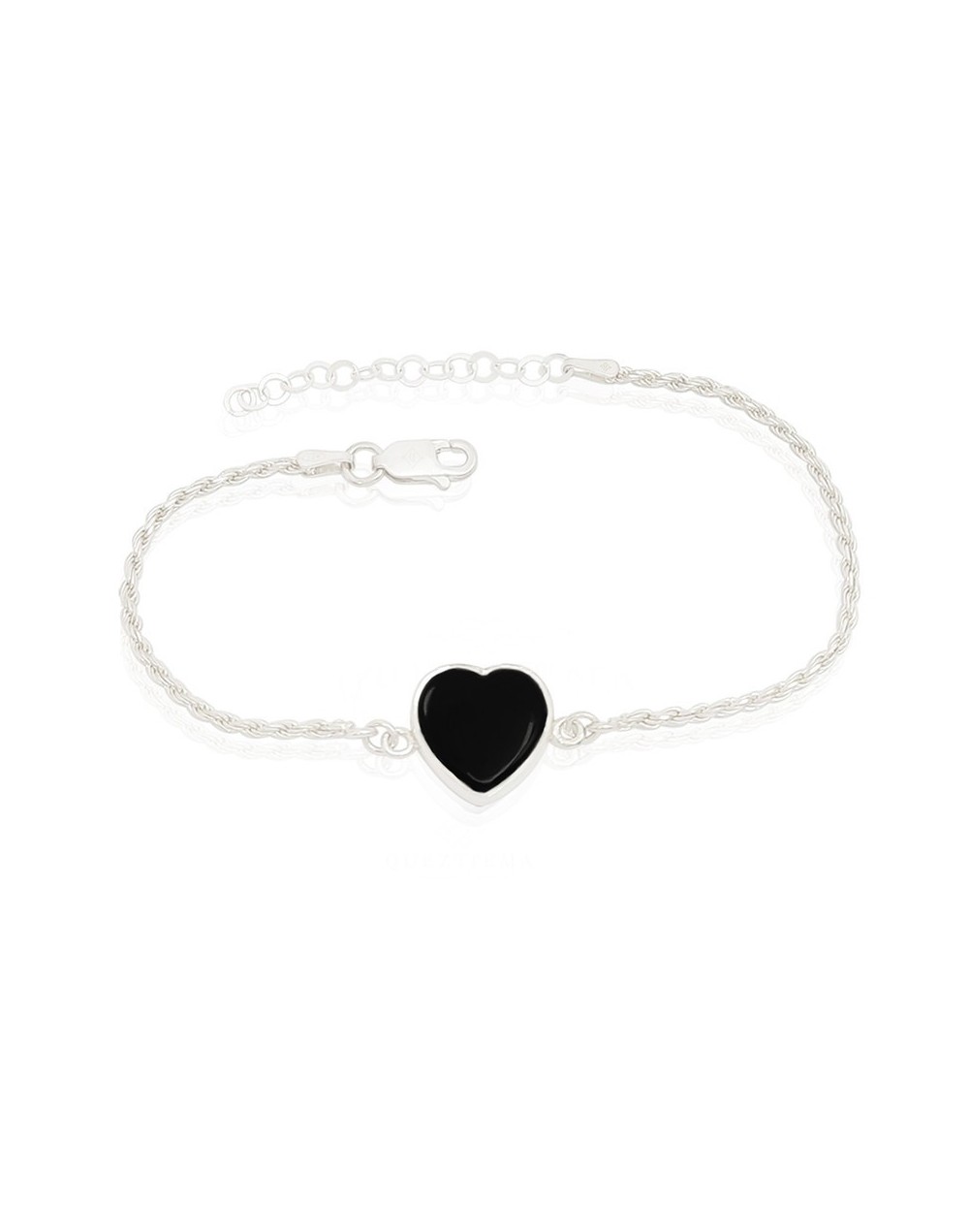 Pulsera corazón ónix y balines Quezttema